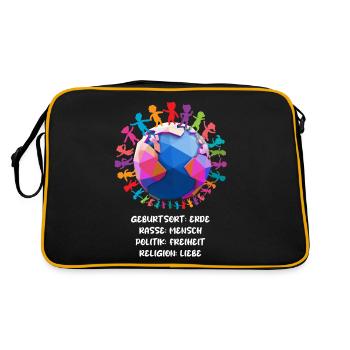 against racism, against the right, against Nazis, love - Retro Bag - black/gold - Back