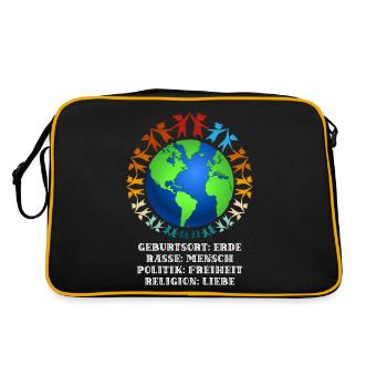 against racism, against the right, against Nazis, love - Retro Bag - black/gold - Back