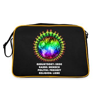 contre le racisme, contre la droite, contre les nazis, l’amour - Sac Retro - noir/or - Dos