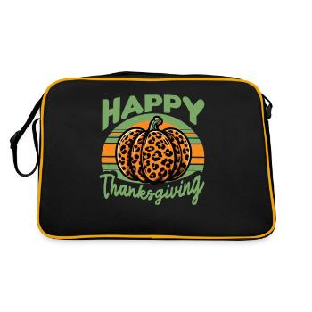 Happy ThanksgIving Leoparden Kürbis Retro - Retro Tasche - Schwarz/Gold - Hinten