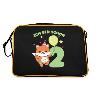 J’ai déjà 2 enfants d’anniversaire de renard - Sac Retro - noir/or - Dos