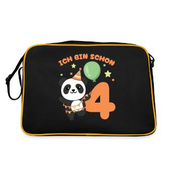 J’ai déjà 4 enfants d’anniversaire de panda - Sac Retro - noir/or - Dos