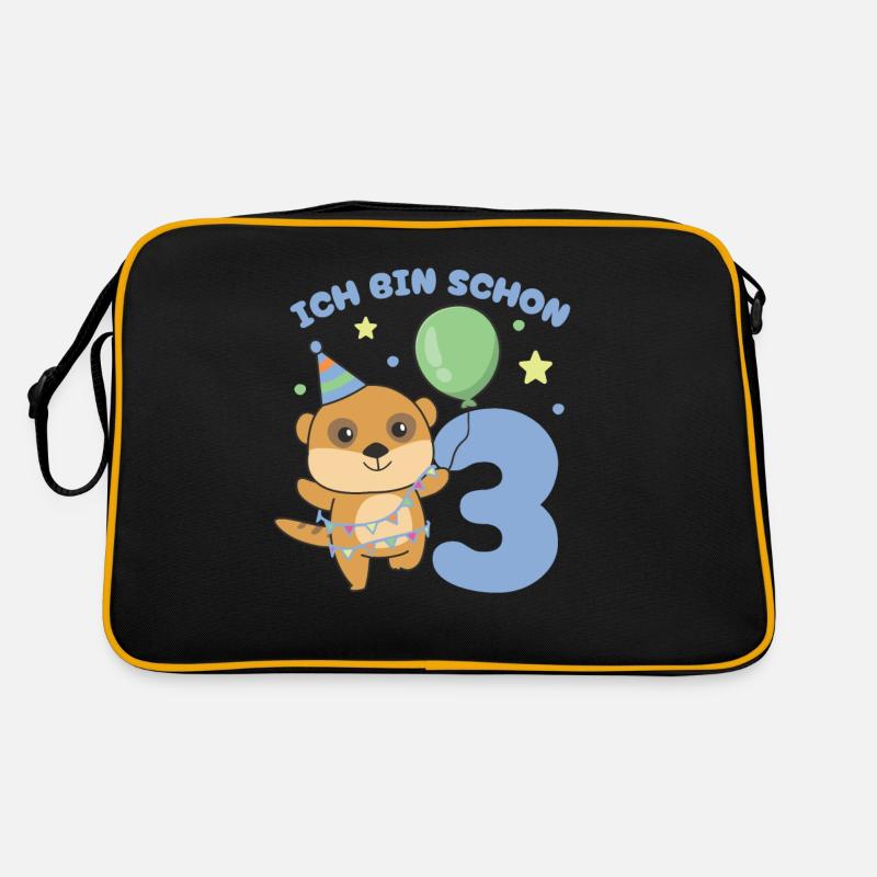 Ich bin schon 3 Erdmännchen Geburtstags Kinder Retro Tasche