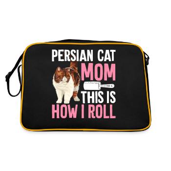Perserkatze Mama Das ist, wie ich rollen Katze Mam - Retro Tasche - Schwarz/Gold - Hinten
