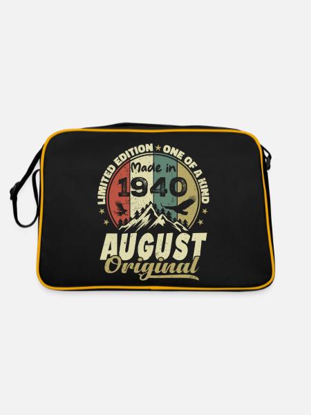 August 1940 Vintage 1940's August Birthday Gift - Retro Bag - black/gold - Back