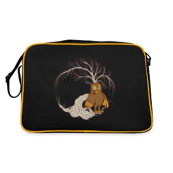 Eule Eulen Märchen Kind Kinder Märchenfigur - Retro Tasche - Schwarz/Gold - Hinten