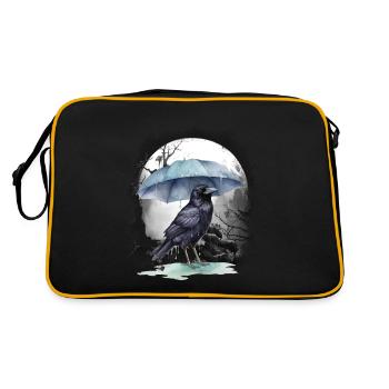 mystical crow crows raven raven - Retro Bag - black/gold - Back