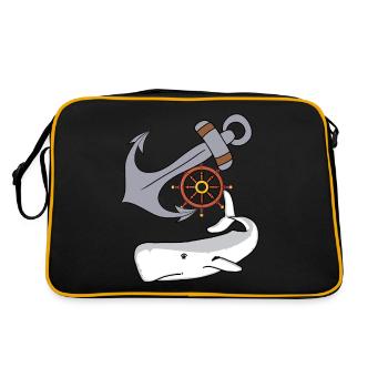 Ancre Maritime Volant Baleine Poissons Fich - Sac Retro - noir/or - Dos