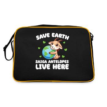 Save the Earth Saiga Antelope Live Here Earth Day - Retro Bag - black/gold - Back
