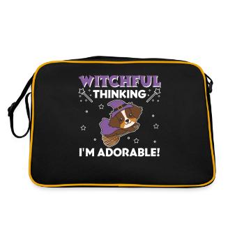 Australian Shepherd Halloween Hexe I'm adorable - Retro Tasche - Schwarz/Gold - Hinten