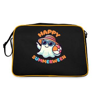 Happy Summerween Sommer Halloween Geist - Retro Tasche - Schwarz/Gold - Hinten