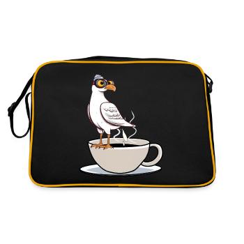 Maritime Seagull Coffee Cup Coffee White Black - Retro Bag - black/gold - Back