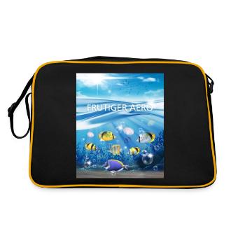 Frutiger Aero Aesthetic Tech Ocean Underwater Fish - Retro Bag - black/gold - Back