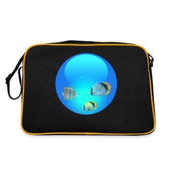 Frutiger Aero Aesthetic Tech Puffer Fish - Retro Bag - black/gold - Back