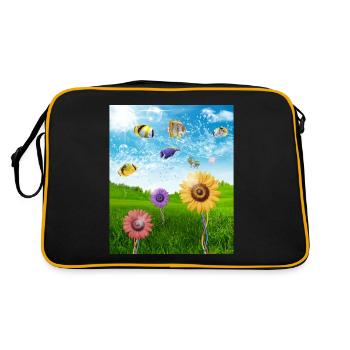 Frutiger Aero Aesthetic Tech Scenery Pisces Sun - Retro Bag - black/gold - Back