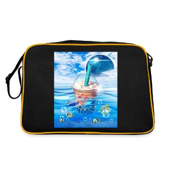 Frutiger Aero Aesthetic Tech Bubble Tea Boba Milkt - Retro Bag - black/gold - Back