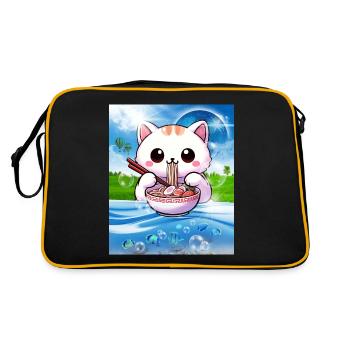 Frutiger Aero Aesthetic Tech Kawaii Ramen Katzenfi - Retro Bag - black/gold - Back