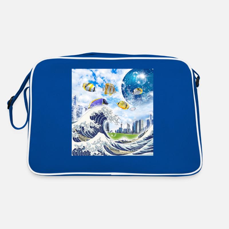 Frutiger Aero Aesthetic Tech Large Wave by Kanag Retro Bag