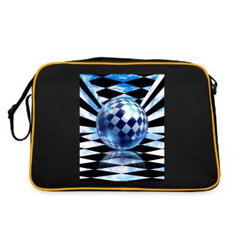 Frutiger Aero Aesthetic Tech Checkered Room Orb Sk - Retro Bag - black/gold - Back