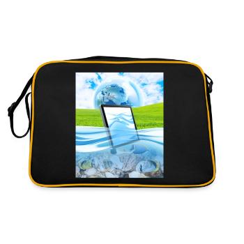 Frutiger Aero Aesthetic Tech Aquatic Fish Monitor - Retro Bag - black/gold - Back
