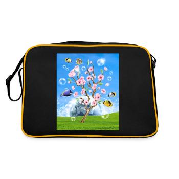 Frutiger Aero Aesthetic Tech Cherry Blossom Poisson Bl - Sac Retro - noir/or - Dos