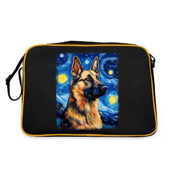 German Shepherd Starry Night Painting - Retro Bag - black/gold - Back