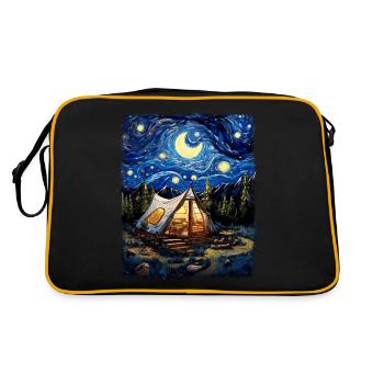Glamping Glamper Camping Camper Sternennacht Maler - Retro Tasche - Schwarz/Gold - Hinten