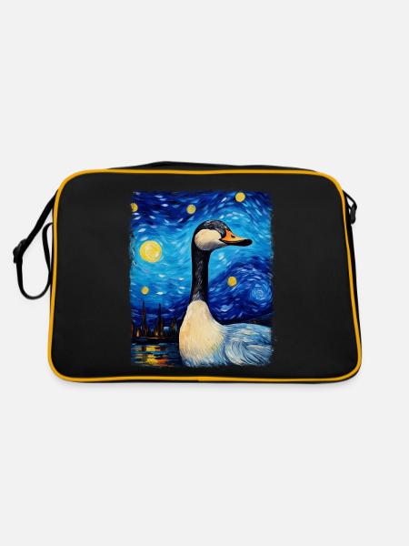 Goose Goose Duck Starry Night Painting - Retro Bag - black/gold - Back