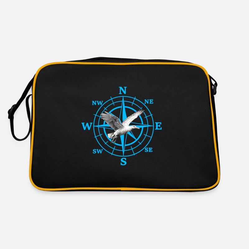 Cardinal Direction Kompas Wind Rose Seagull Maritime Retro Bag