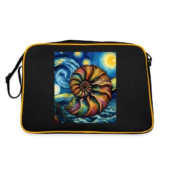 Ammonite Fossil Paleontologist Starry Night Painting - Retro Bag - black/gold - Back