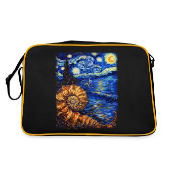 Ammonite Fossil Paleontologist Starry Night Painting - Retro Bag - black/gold - Back