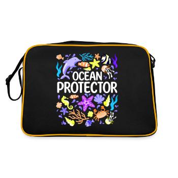 Protection de l’environnement, Conservation de la nature, Protecteur des océans, Planète - Sac Retro - noir/or - Dos