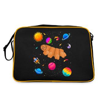 Bärtierchen Im Weltraum! Nerd, Geek Science - Retro Tasche - Schwarz/Gold - Hinten