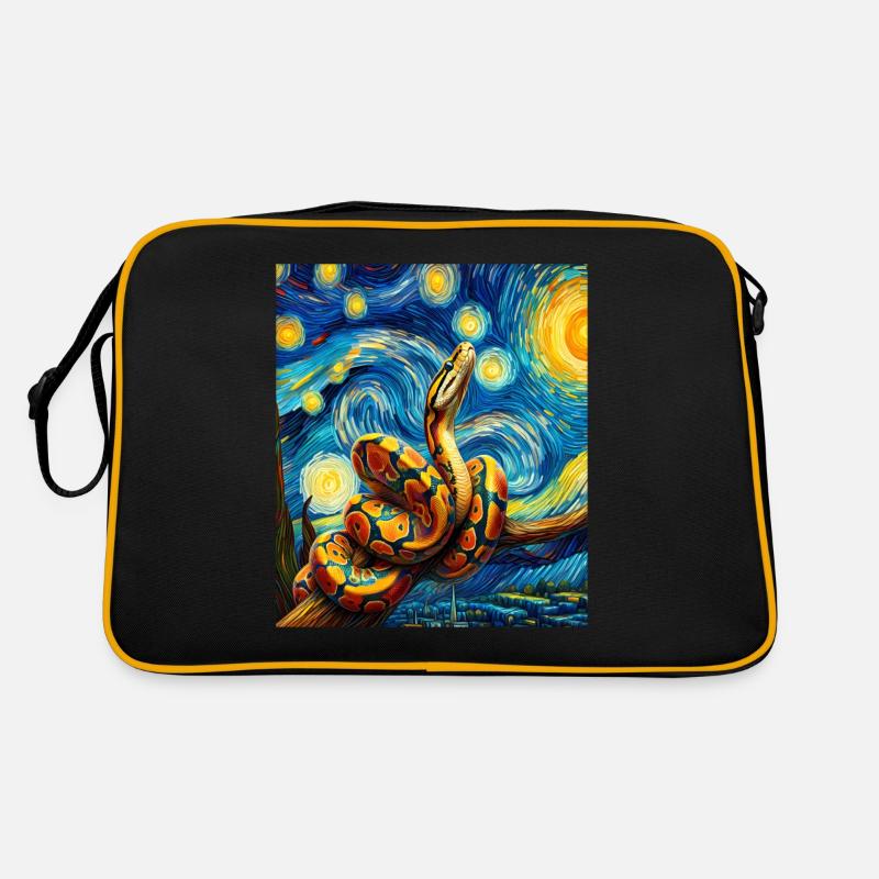 Kugelpython Schlange Sternennacht Gemälde Retro Tasche