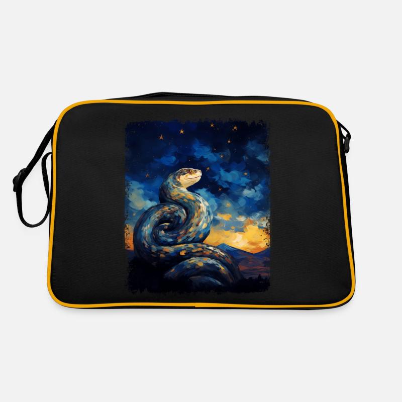 Kugelpython Schlange Sternennacht Gemälde Retro Tasche