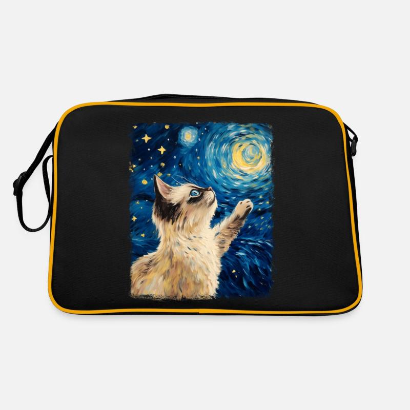Birman Cat Starry Night Painting Retro Bag
