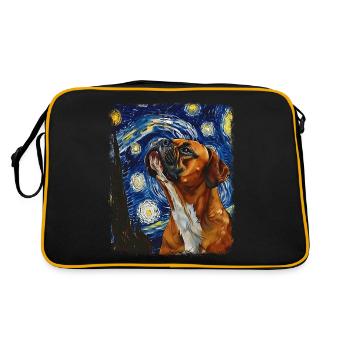 Boxer Dog Starry Night Painting - Retro Bag - black/gold - Back