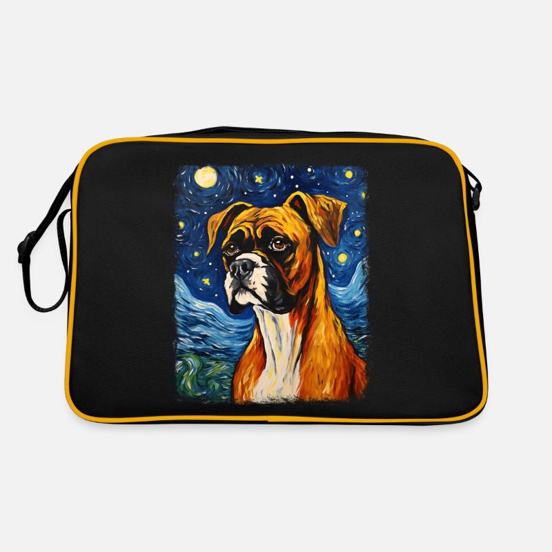 Boxer Chien Nuit étoilée Peinture Sac Retro
