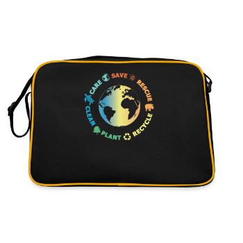 Protection de l’environnement, Conservation de la nature, Protecteur des océans, Planète - Sac Retro - noir/or - Dos