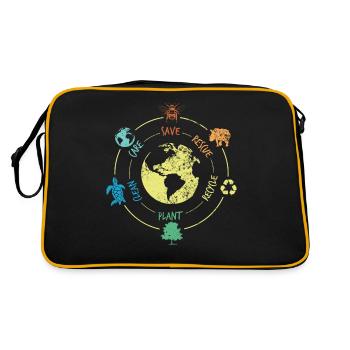 Protection de l’environnement, Conservation de la nature, Protecteur des océans, Planète - Sac Retro - noir/or - Dos