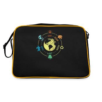 Protection de l’environnement, Conservation de la nature, Protecteur des océans, Planète - Sac Retro - noir/or - Dos