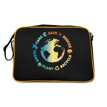 Protection de l’environnement, Conservation de la nature, Protecteur des océans, Planète - Sac Retro - noir/or - Dos