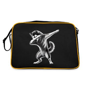 Dabbing Dogs Animal Lover Dab Siberian Husky - Retro Bag - black/gold - Back