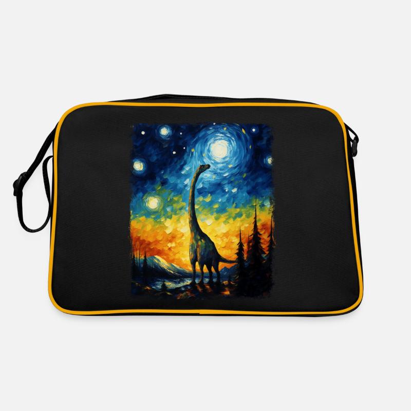 Brachiosaurus Dinosaurier Sternennacht Gemälde Retro Tasche