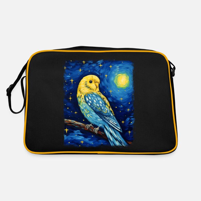 Perruche Perruche Perroquet Oiseau Étoile N - Sac Retro - noir/or