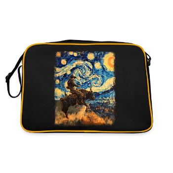 Bull Rider Bull Riding Cowboy Nuit étoilée Gem - Sac Retro - noir/or - Dos