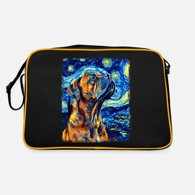 Cane Corso Hund Sternennacht Gemälde Retro Tasche