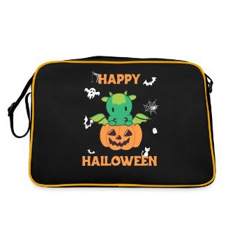 Dragon in Pumpkin Cute Dragon Happy Halloween - Retro Bag - black/gold - Back