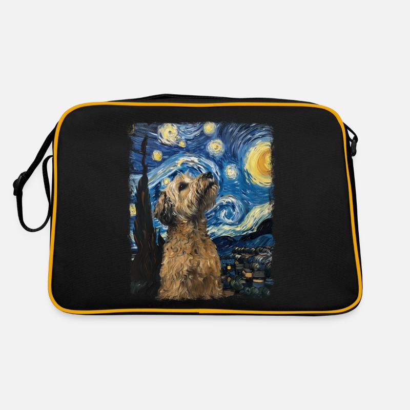 Wheaten Terrier Hund Sternennacht Gemälde Retro Tasche