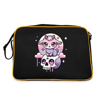 Kawaii Pastel Goth Cute Creepy Ziege Fledermaus - Retro Tasche - Schwarz/Gold - Hinten